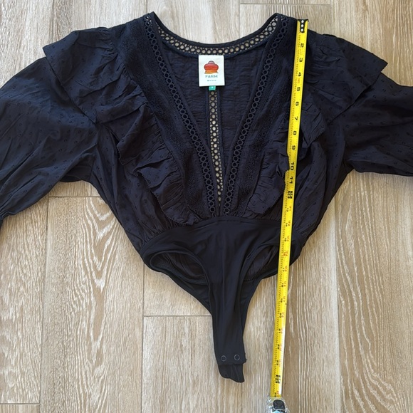 Farm Rio Black Eyelet Ruffle Bodysuit S - Picture 7 of 12